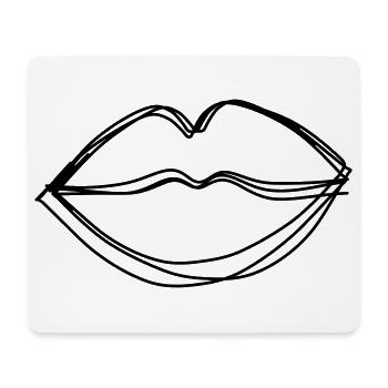 Kussmund handgezeichnet - Mousepad (Querformat) - Weiß - Vorne