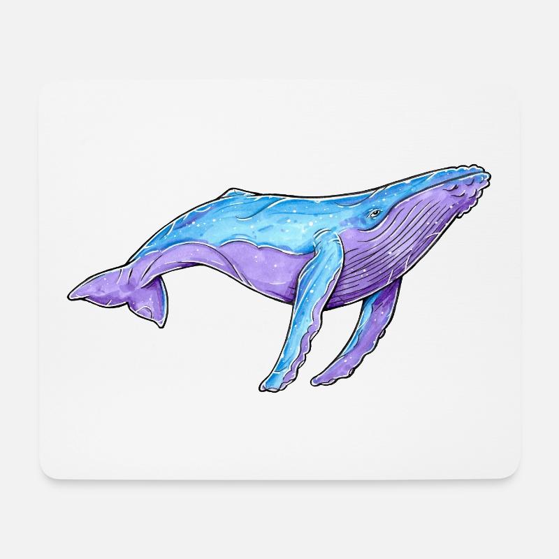 Buckelwal Aquarell - Mousepad (Querformat) - Weiß