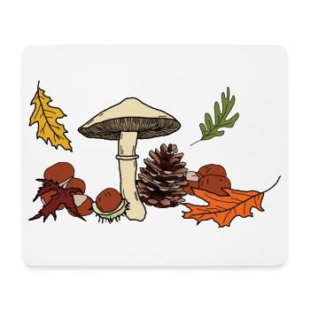 Feuilles de champignon d’automne Châtaignier - Tapis de souris (format paysage) - blanc - Devant
