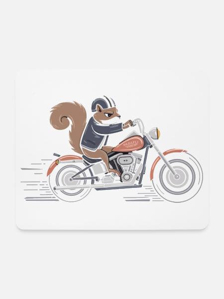 Eichhörnchenfahrer auf dem Fahrrad - Mousepad (Querformat) - Weiß