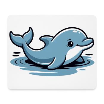 Blauer Delfin Cartoon-Wellen - Mousepad (Querformat) - Weiß - Vorne