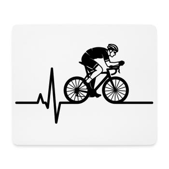 Road Bike Heartbeat ECG - Mouse Pad (horizontal) - white - Front