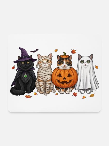 Halloween Kitty Quartett - Mousepad (Querformat) - Weiß