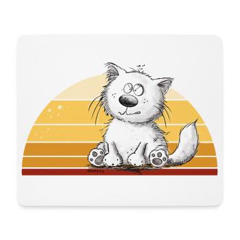 Katze Vintage Retro Sonnenuntergang Katzenhumor - Mousepad (Querformat) - Weiß - Vorne