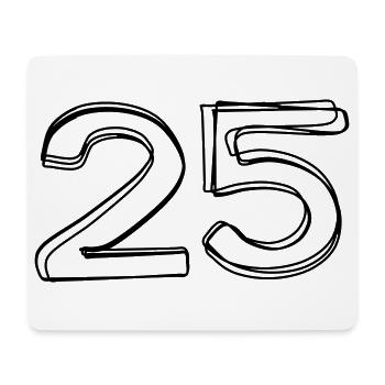 Zahl 25 handgezeichnet - Mousepad (Querformat) - Weiß - Vorne
