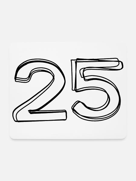 Zahl 25 handgezeichnet - Mousepad (Querformat) - Weiß