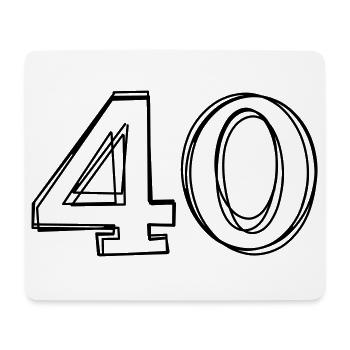 Zahl 40 handgezeichnet - Mousepad (Querformat) - Weiß - Vorne