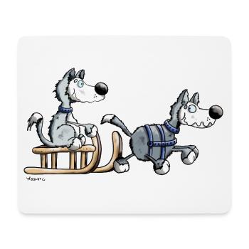 Schlittenhund Team - Mousepad (Querformat) - Weiß - Vorne