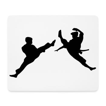 Zwei fliegende Karate-Kick oder Teakwondo-Kick - Mousepad (Querformat) - Weiß - Vorne