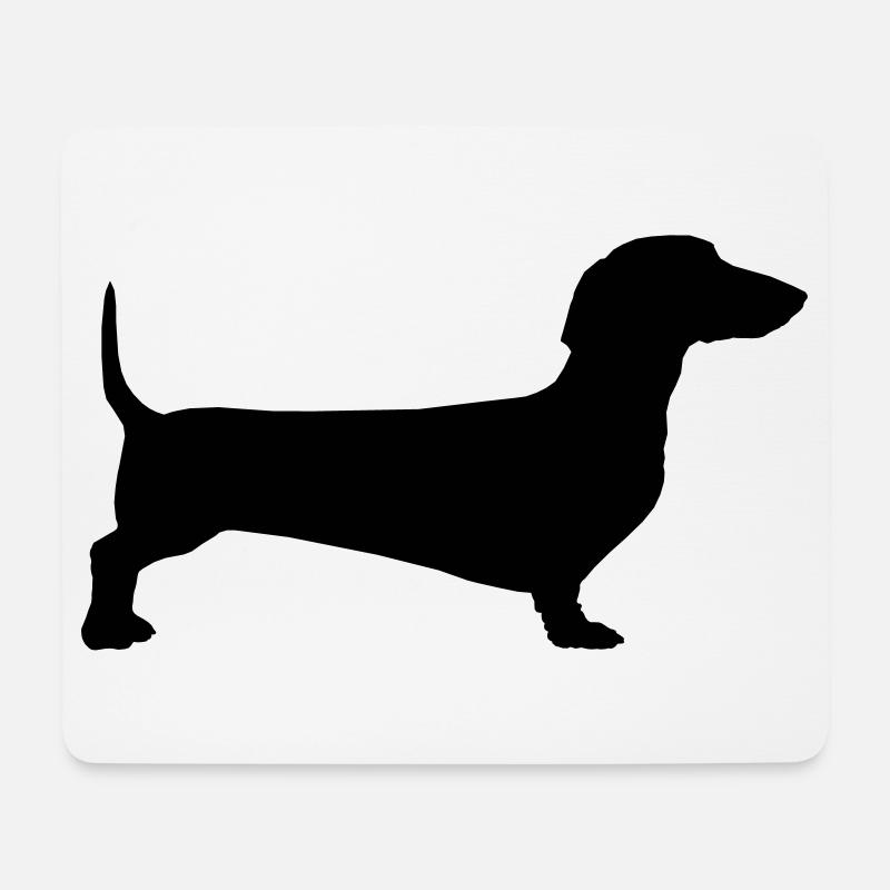 Ein Silhouettenumriss eines kurzhaarigen Dackels - Mousepad (Querformat) - Weiß