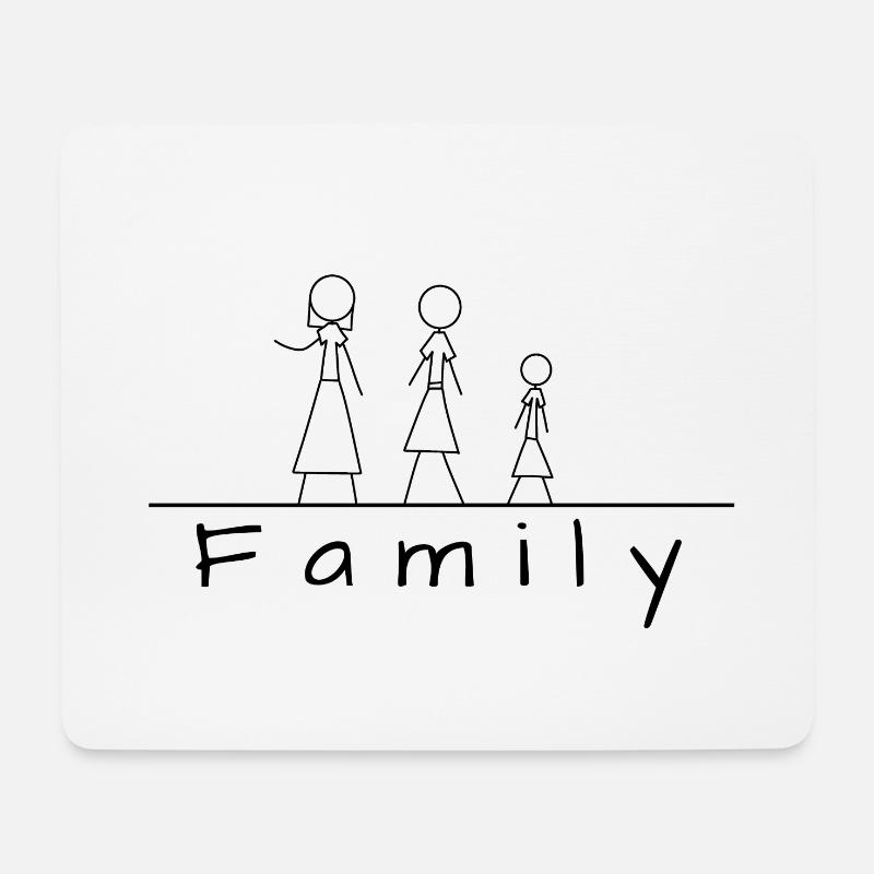 Famille de figurines en bâton - Tapis de souris (format paysage) - blanc