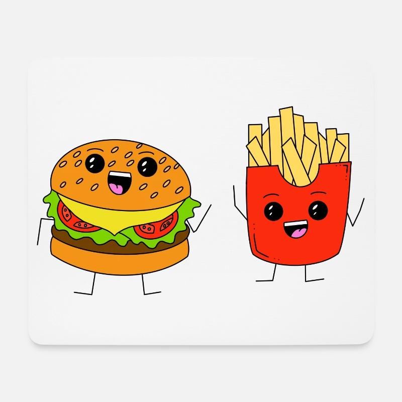 Burger & Fries - Mousepad (Querformat) - Weiß