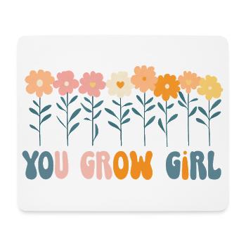 Du Grow Mädchen Blumen Banner - Mousepad (Querformat) - Weiß - Vorne