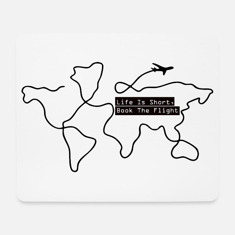Reise um die Welt – Das Leben ist kurz, buche den Flug - Mousepad (Querformat) - Weiß