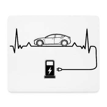 Amour des voitures électriques avec battement de cœur Voitures électriques - Tapis de souris (format paysage) - blanc - Devant