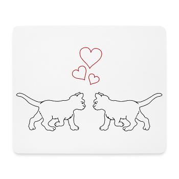 Chats amoureux - Tapis de souris (format paysage) - blanc - Devant