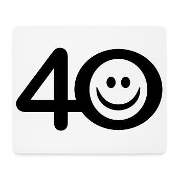 Zum Vierzigsten: 40 mit Lächel-Emoticon - Mousepad (Querformat) - Weiß - Vorne
