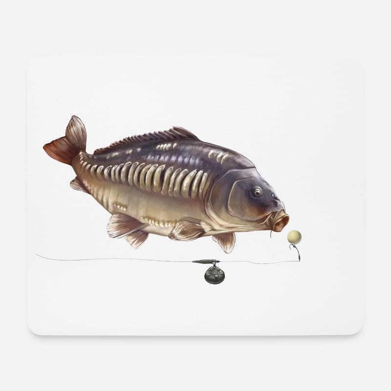 Spiegelkarpfenfischen Boilie Rig Design Anglerbiss - Mousepad (Querformat) - Weiß