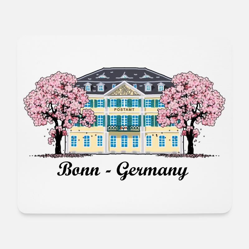 Bonn Altes Postamt, Kirschbaumblüten, Deutschland - Mousepad (Querformat) - Weiß