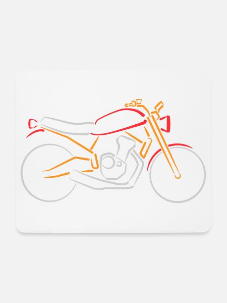 Motorrad Classic-Bike Konturen mehrfarbig - Mousepad (Querformat) - Weiß