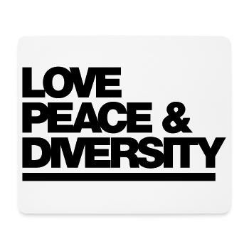 Typo Love Peace Diversity 1C - Mousepad (Querformat) - Weiß - Vorne