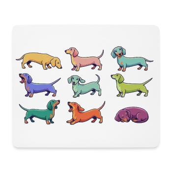 Teckels colorés : Dachshund drôle de chiens de bande dessinée - Tapis de souris (format paysage) - blanc - Devant