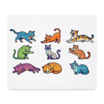 Bunte Katzen: Süße Comic Kätzchen Pop-Art - Mousepad (Querformat) - Weiß - Vorne