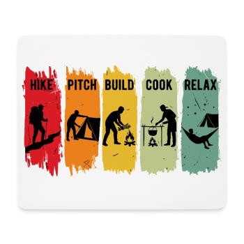 Retro Camping Steps Wanderung Pitch Camp Bushcraft - Mousepad (Querformat) - Weiß - Vorne