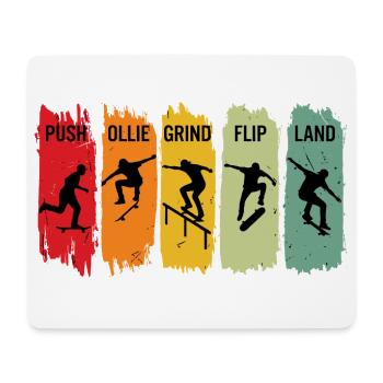 Retro Skateboard Steps Ollie Grind Flip Land - Mousepad (Querformat) - Weiß - Vorne