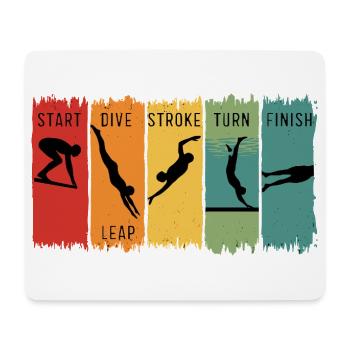Retro Swimming Steps Start Tauchschwimm-Finish - Mousepad (Querformat) - Weiß - Vorne