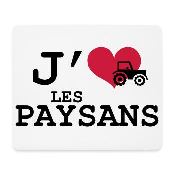 J'aime les Paysans - Tapis de souris (format paysage) - blanc - Devant