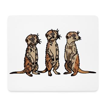 Niedliches, handgezeichnetes Erdmännchen-Trio-Design - Mousepad (Querformat) - Weiß - Vorne