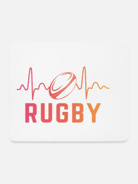 Rugby Herzschlag Rugbyspieler - Mousepad (Querformat) - Weiß
