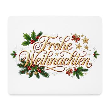 Frohe Weihnachten - Goldener Schriftzug - Mousepad (Querformat) - Weiß - Vorne