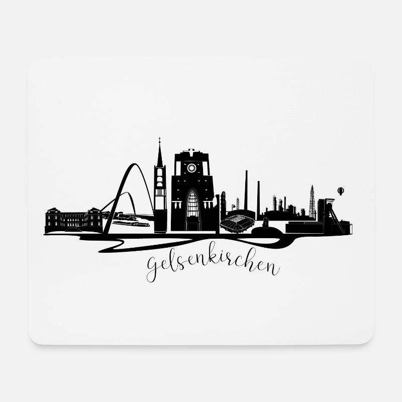 Skyline von Gelsenkirchen in Silhouette - Mousepad (Querformat) - Weiß
