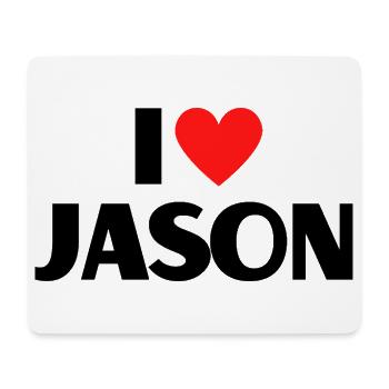 J'aime Jason Red Heart Love Fan Gift - Tapis de souris (format paysage) - blanc - Devant