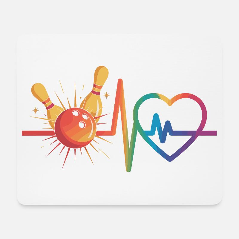 Bowling und Herz - Mousepad (Querformat) - Weiß