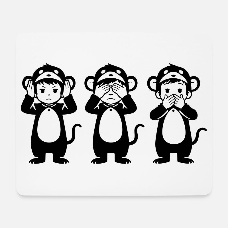 Drei Affen - Mousepad (Querformat) - Weiß