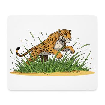 Leopard in the Grass – Cartoon Ferocity - Mouse Pad (horizontal) - white - Front
