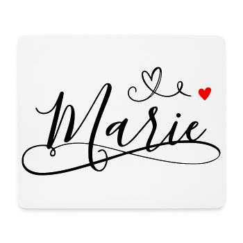 Marie surname first name with heart décor - Mouse Pad (horizontal) - white - Front