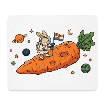 Astronaut Bunny auf riesigem Karotten-Asteroiden - Mousepad (Querformat) - Weiß - Vorne