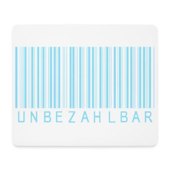 Barcode Hellblau "UNBEZAHLBAR"  - Mousepad (Querformat) - Weiß - Vorne
