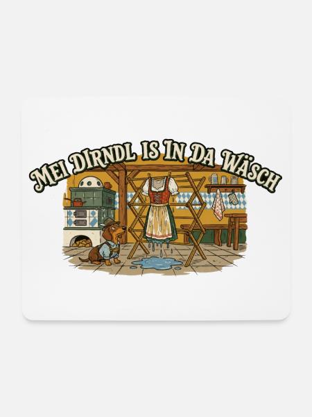 Mei Dirndl is in da Wäsch – Comic - Mousepad (Querformat) - Weiß