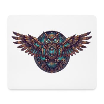 Steampunk Eulen Uhrwerk - Mousepad (Querformat) - Weiß - Vorne