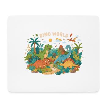 Dino Welt: bunte Urzeit-Szene - Mousepad (Querformat) - Weiß - Vorne