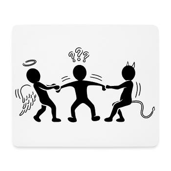 Hin- und hergerissen: Engelchen und Teufelchen - Mousepad (Querformat) - Weiß - Vorne