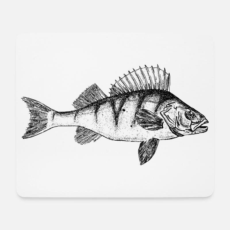 Barsch Perch Motiv - Mousepad (Querformat) - Weiß