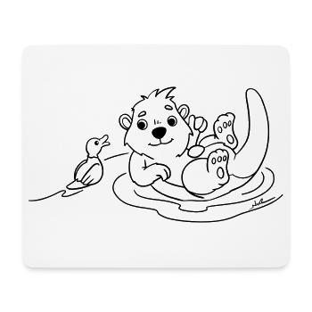 Otter with duck coloring motif - Mouse Pad (horizontal) - white - Front