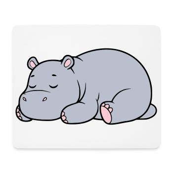 Hippopotame endormi Vecteur paresseux fatigué - Tapis de souris (format paysage) - blanc - Devant
