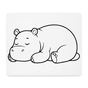 Silhouette fatiguée de l’hippopotame endormi - Tapis de souris (format paysage) - blanc - Devant